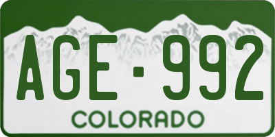 CO license plate AGE992