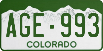 CO license plate AGE993