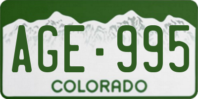 CO license plate AGE995