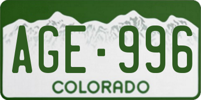 CO license plate AGE996