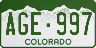 CO license plate AGE997