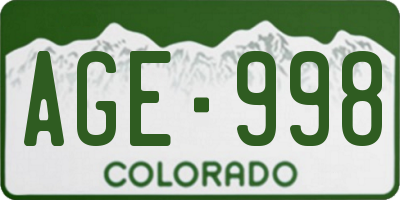CO license plate AGE998