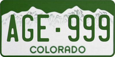 CO license plate AGE999