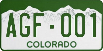 CO license plate AGF001