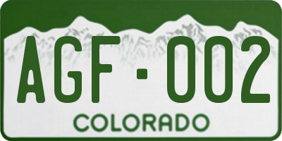 CO license plate AGF002