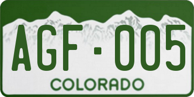 CO license plate AGF005