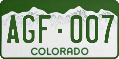 CO license plate AGF007