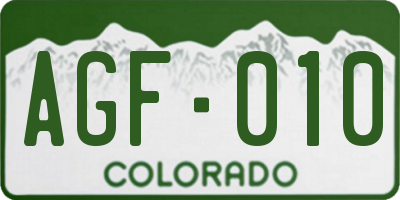 CO license plate AGF010