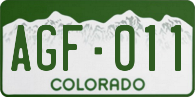 CO license plate AGF011