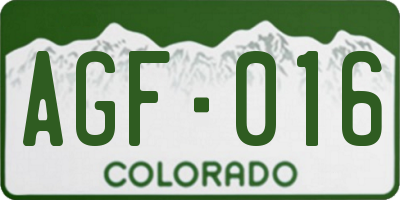 CO license plate AGF016