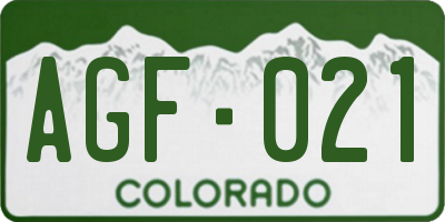 CO license plate AGF021