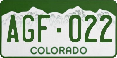 CO license plate AGF022
