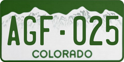 CO license plate AGF025
