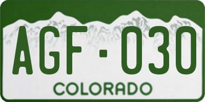 CO license plate AGF030