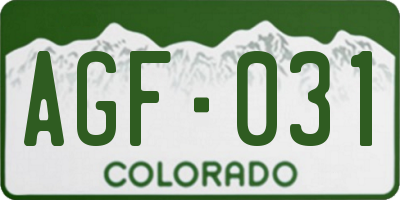 CO license plate AGF031