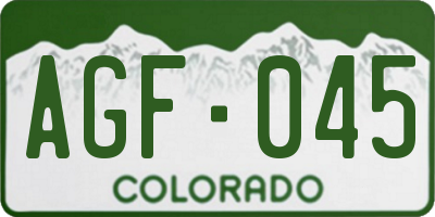 CO license plate AGF045