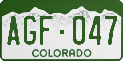 CO license plate AGF047