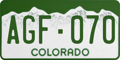 CO license plate AGF070