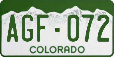 CO license plate AGF072