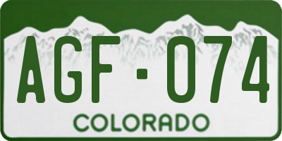 CO license plate AGF074