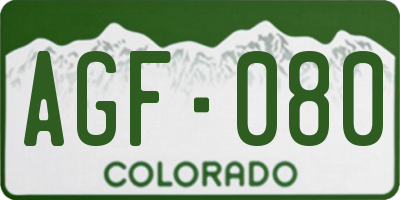 CO license plate AGF080