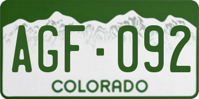 CO license plate AGF092