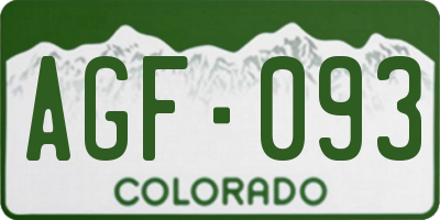 CO license plate AGF093
