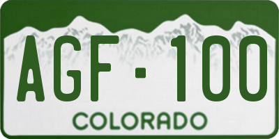 CO license plate AGF100