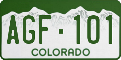 CO license plate AGF101