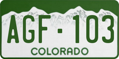 CO license plate AGF103