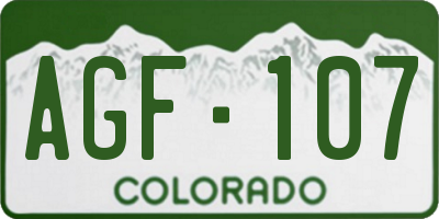 CO license plate AGF107