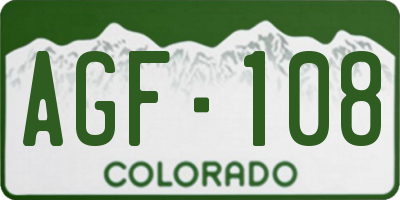 CO license plate AGF108