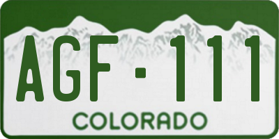 CO license plate AGF111