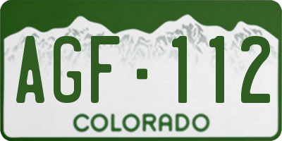 CO license plate AGF112