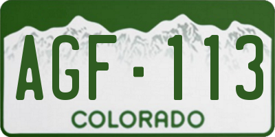 CO license plate AGF113