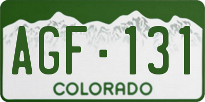 CO license plate AGF131