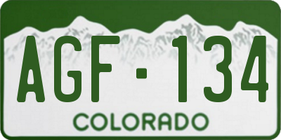 CO license plate AGF134