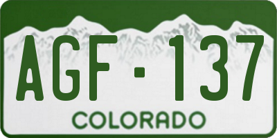 CO license plate AGF137