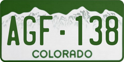 CO license plate AGF138