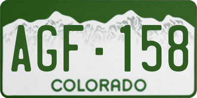 CO license plate AGF158