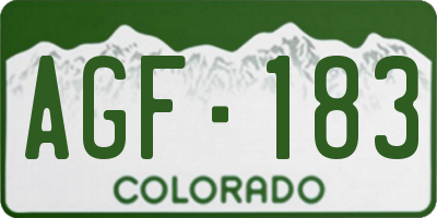 CO license plate AGF183
