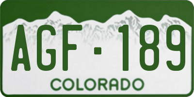 CO license plate AGF189