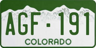 CO license plate AGF191