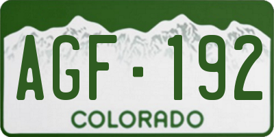 CO license plate AGF192