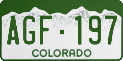 CO license plate AGF197