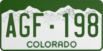 CO license plate AGF198
