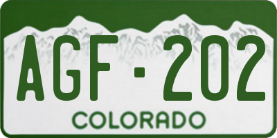 CO license plate AGF202