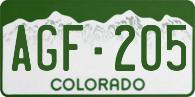 CO license plate AGF205