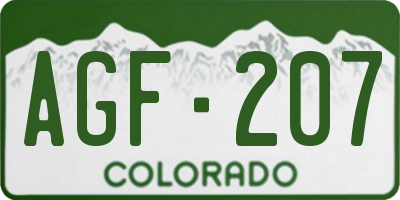 CO license plate AGF207