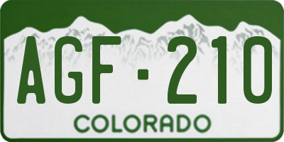 CO license plate AGF210